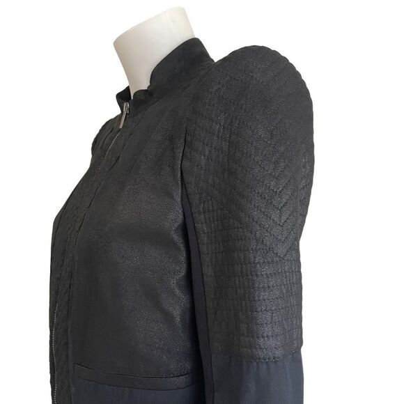 BCBGMAXAZRIA Women's Joshua Quilted Moto Cropped Full Zip Jacket Black Sz S NEW - Picture 6 of 13